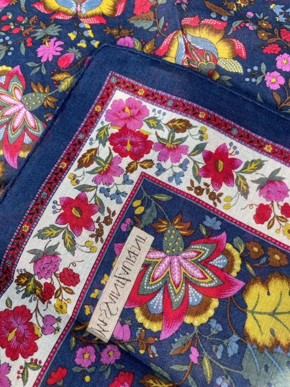 Vintage Yves Saint Laurent Floral Cotton Scarf